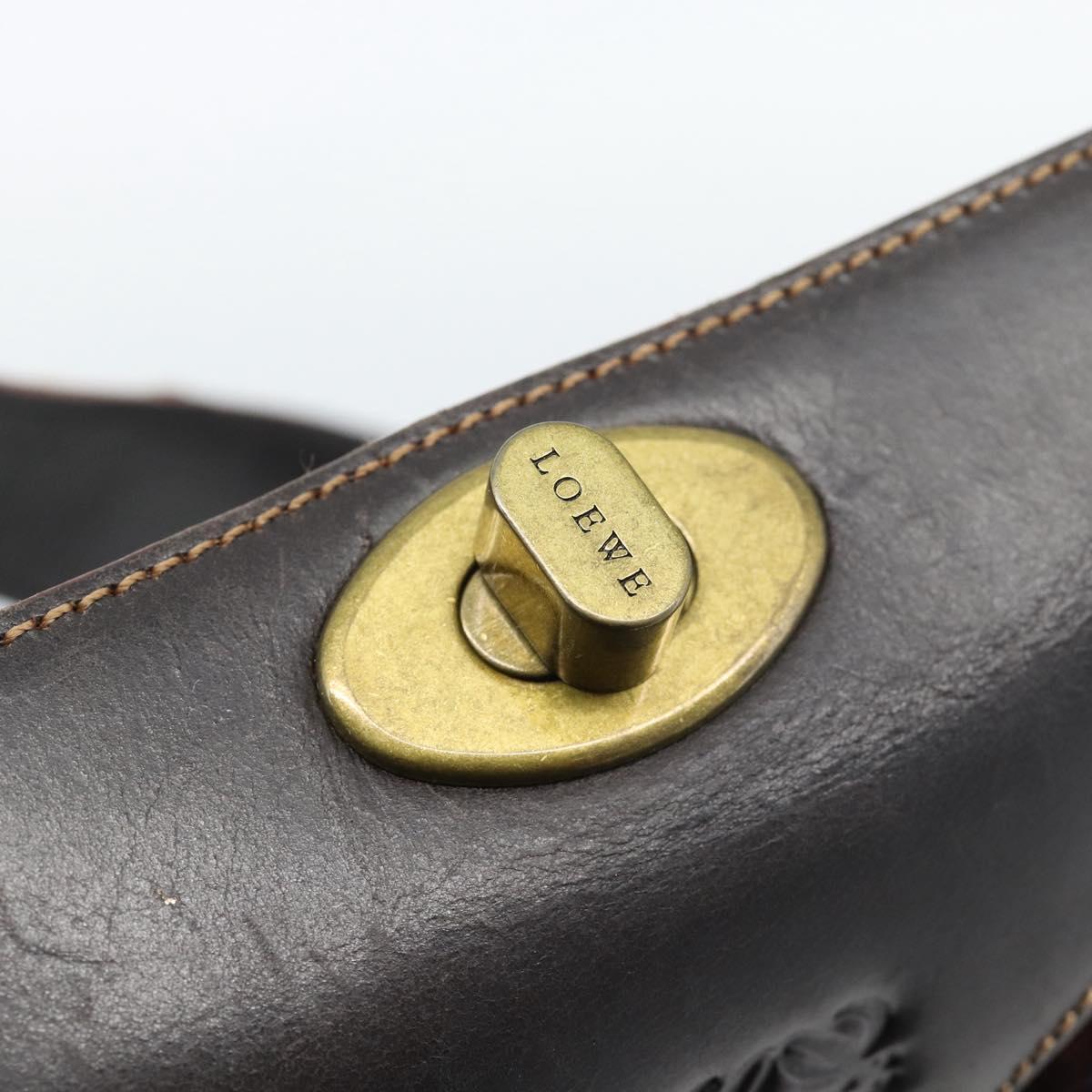 LOEWE Shoulder Bag Suede Leather Brown Gold Auth 190892