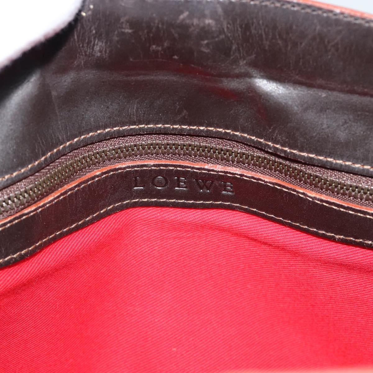 LOEWE Shoulder Bag Suede Leather Brown Gold Auth 190892