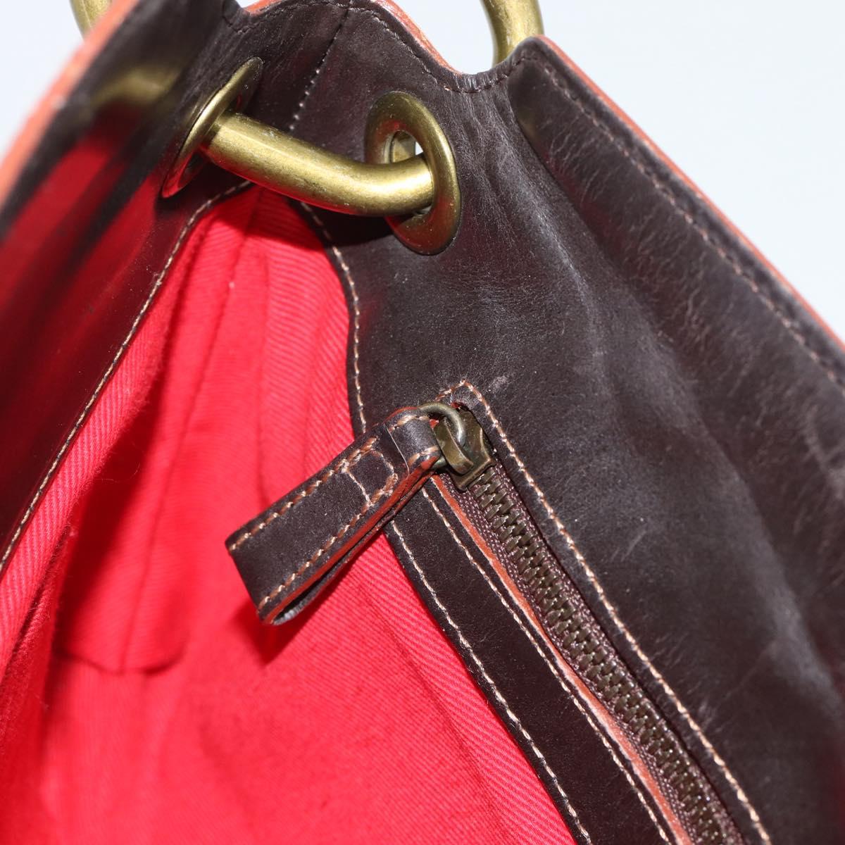 LOEWE Shoulder Bag Suede Leather Brown Gold Auth 190892