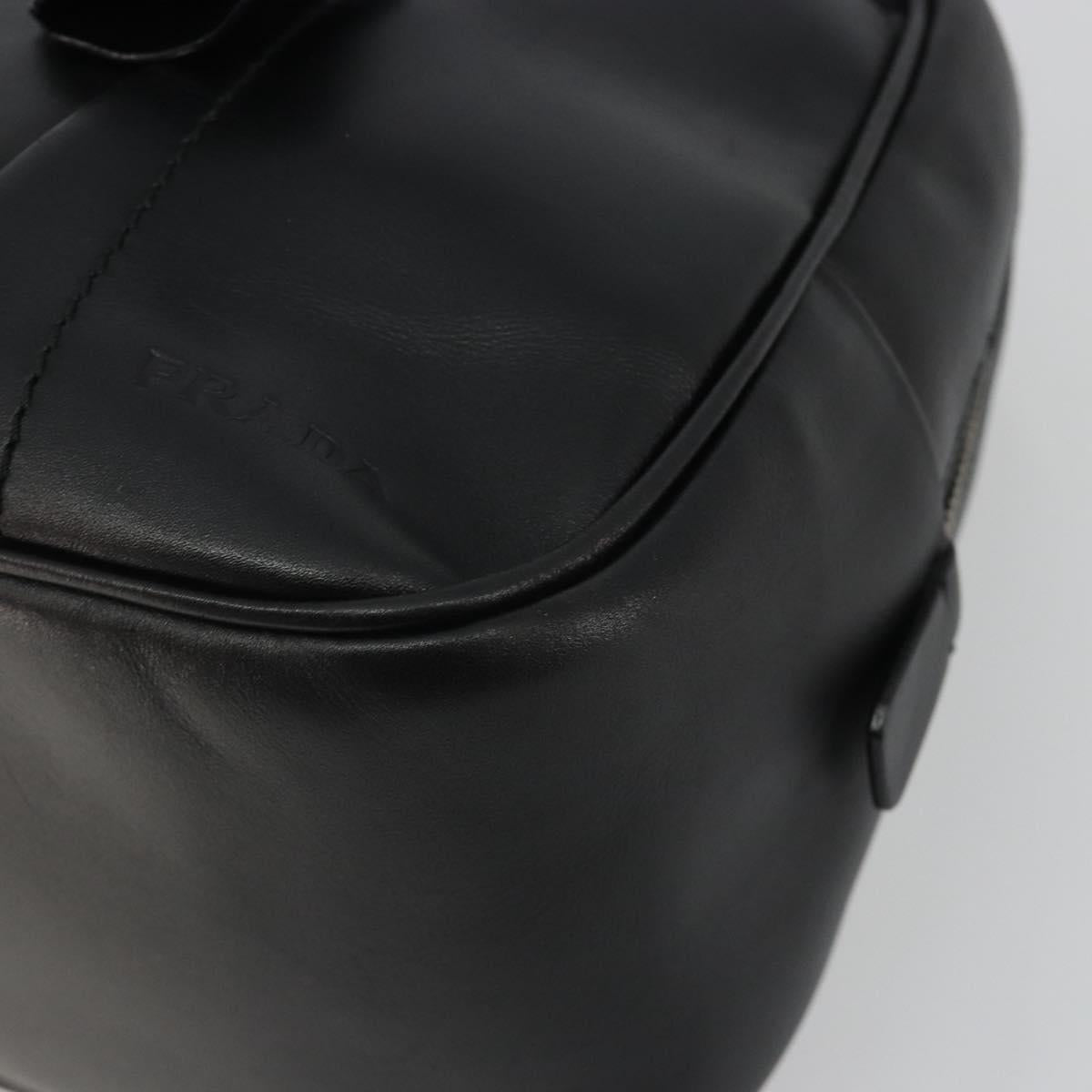PRADA Bowling ag Hand Bag Leather Black Silver Auth 190893A