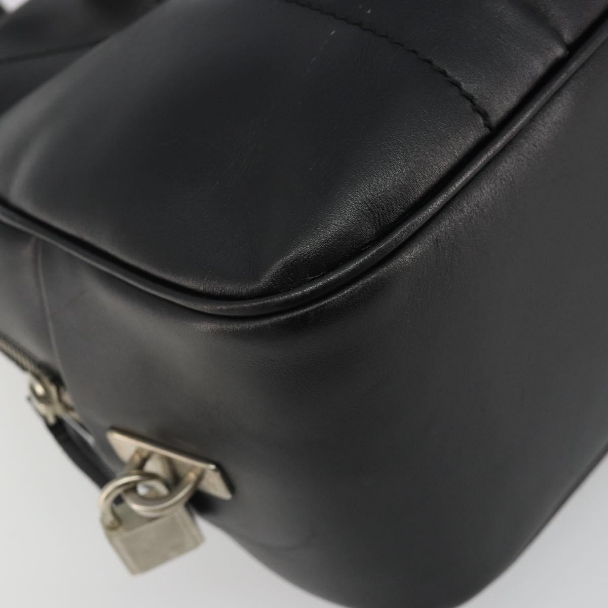 PRADA Bowling ag Hand Bag Leather Black Silver Auth 190893A