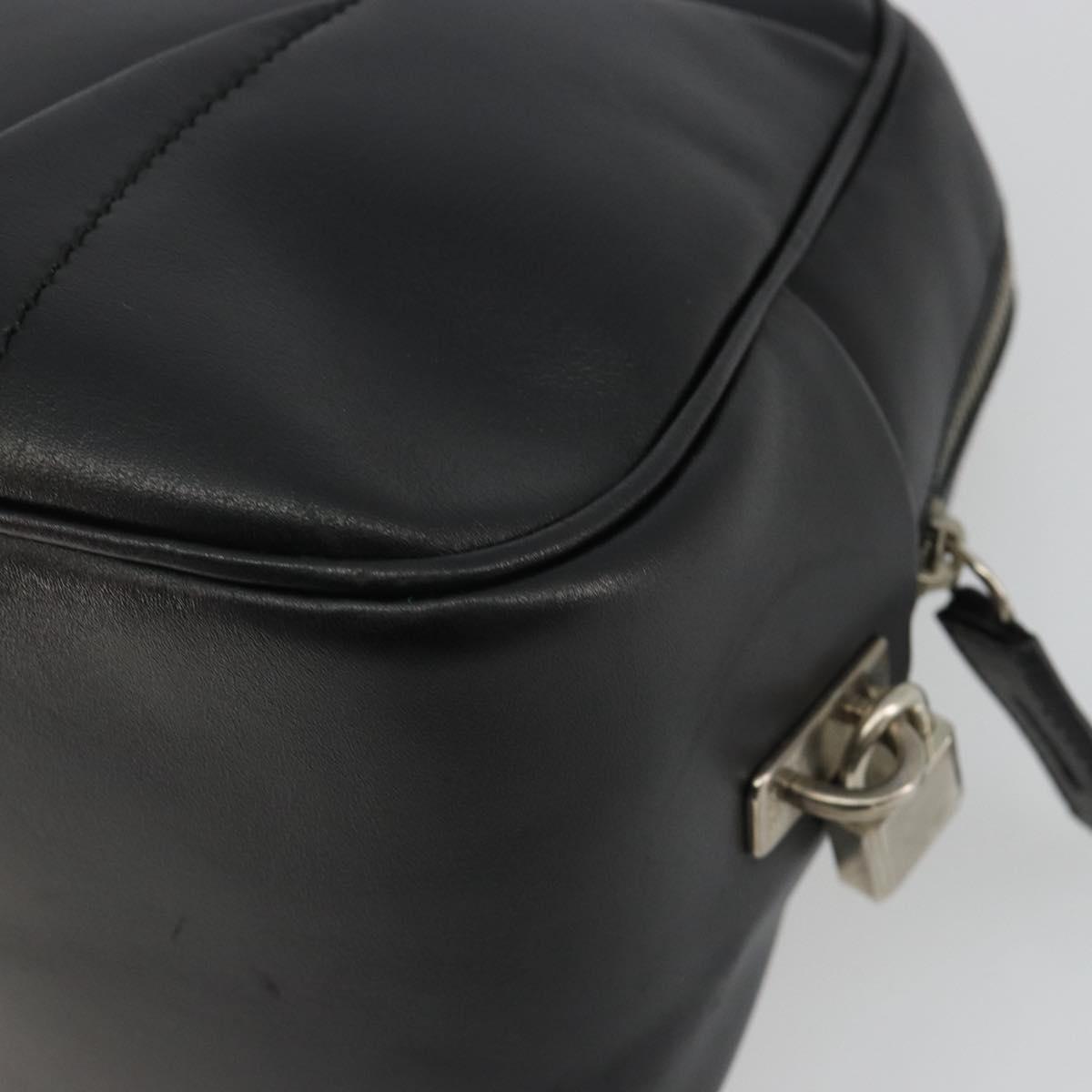 PRADA Bowling ag Hand Bag Leather Black Silver Auth 190893A