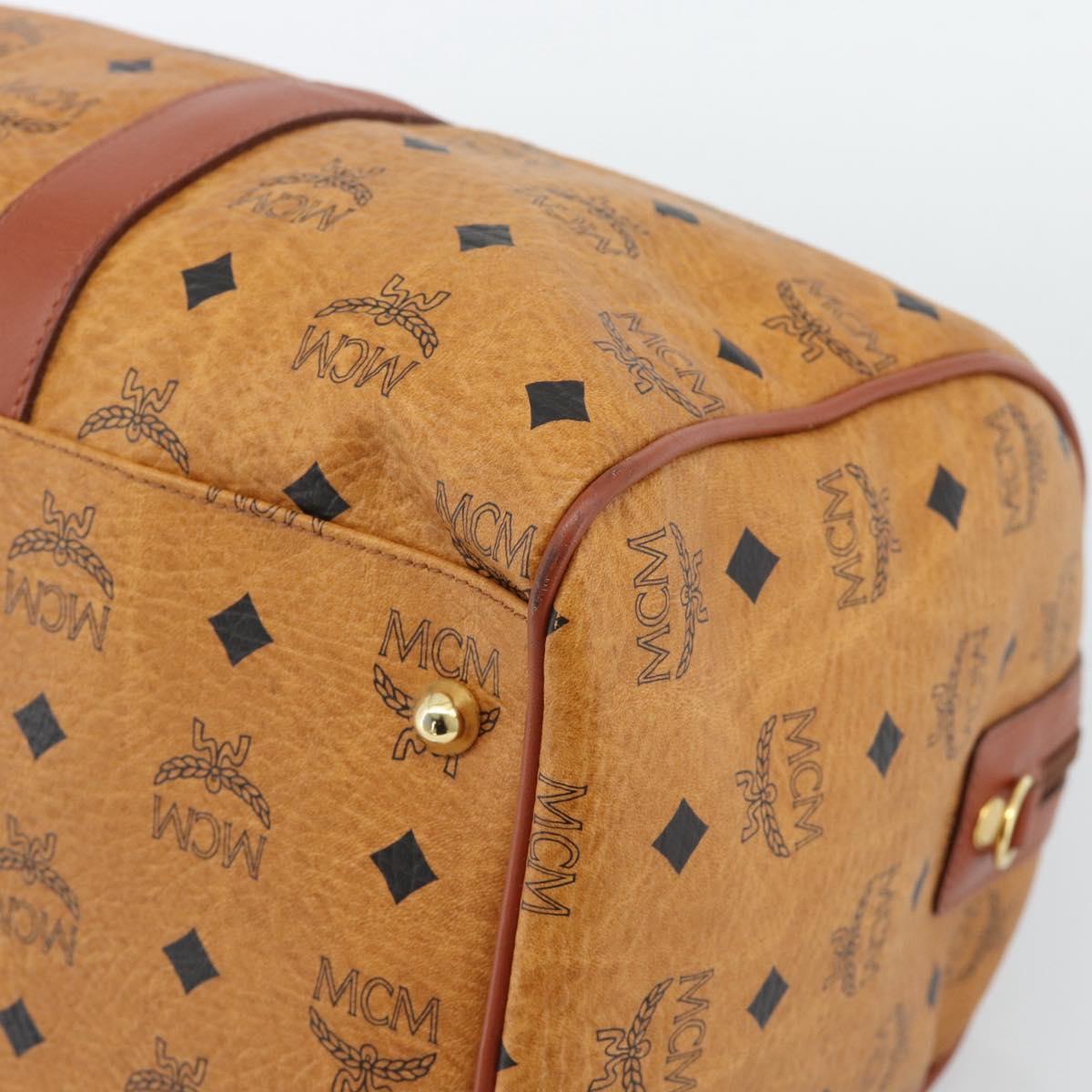 MCM Vicetos Logogram Mini Boston Bag PVC Leather 2way Brown Gold Auth 190895