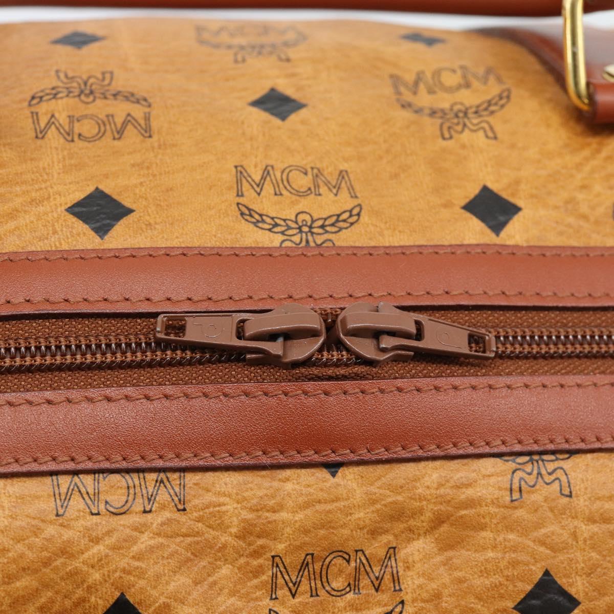 MCM Vicetos Logogram Mini Boston Bag PVC Leather 2way Brown Gold Auth 190895