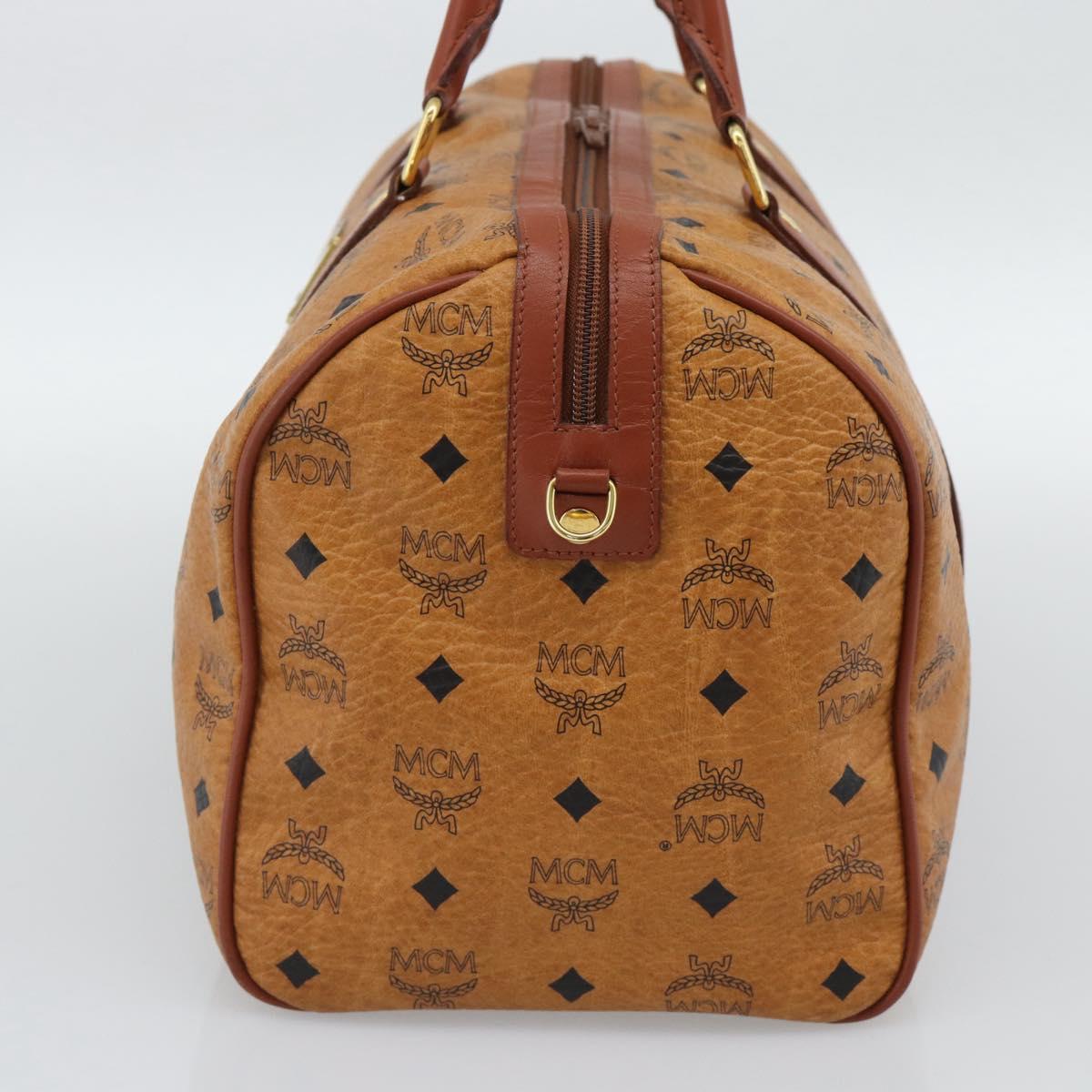 MCM Vicetos Logogram Mini Boston Bag PVC Leather 2way Brown Gold Auth 190895