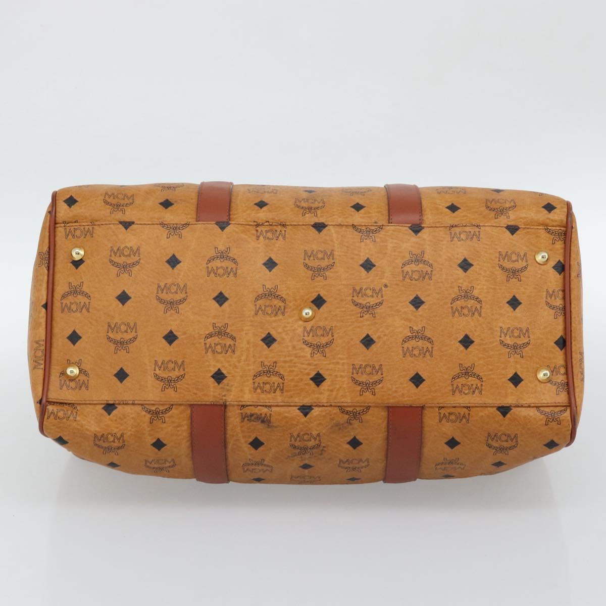 MCM Vicetos Logogram Mini Boston Bag PVC Leather 2way Brown Gold Auth 190895