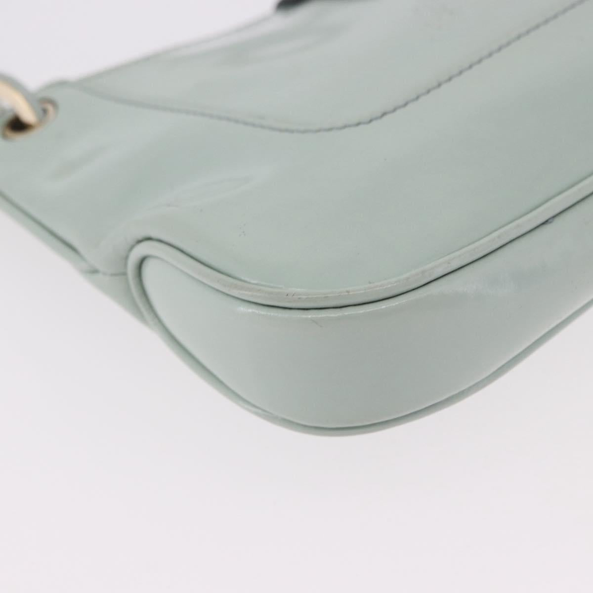 GUCCI Hand Bag Patent Leather Turquoise Blue Silver 005 0817 Auth 190897