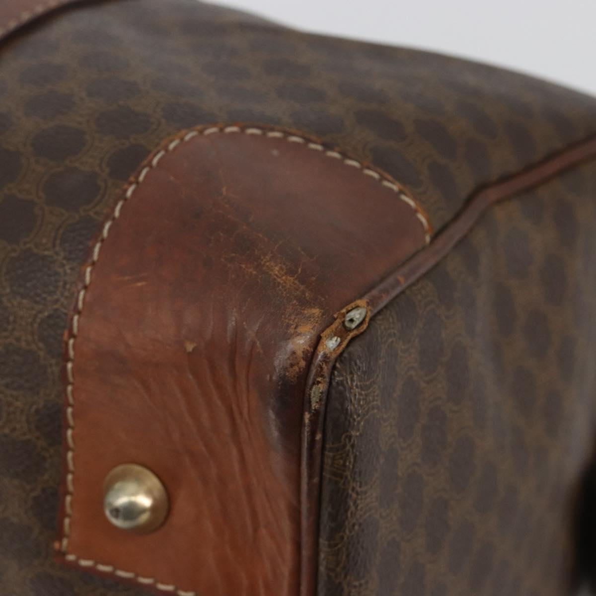CELINE Macadam Canvas Boston Bag PVC Leather Brown Gold Auth 190906