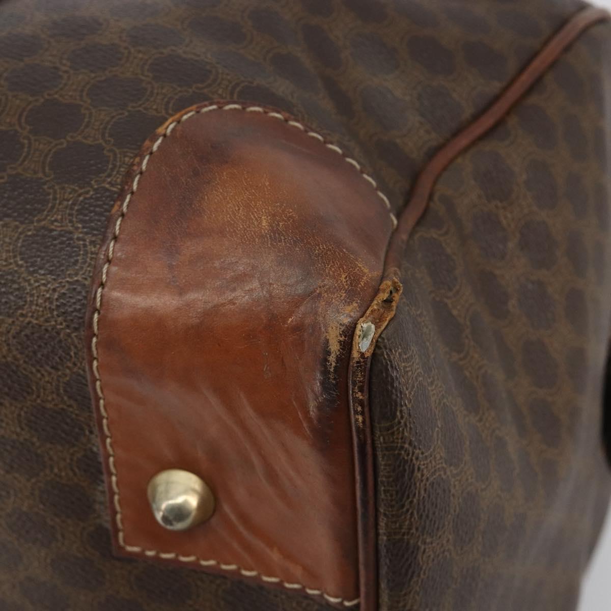 CELINE Macadam Canvas Boston Bag PVC Leather Brown Gold Auth 190906