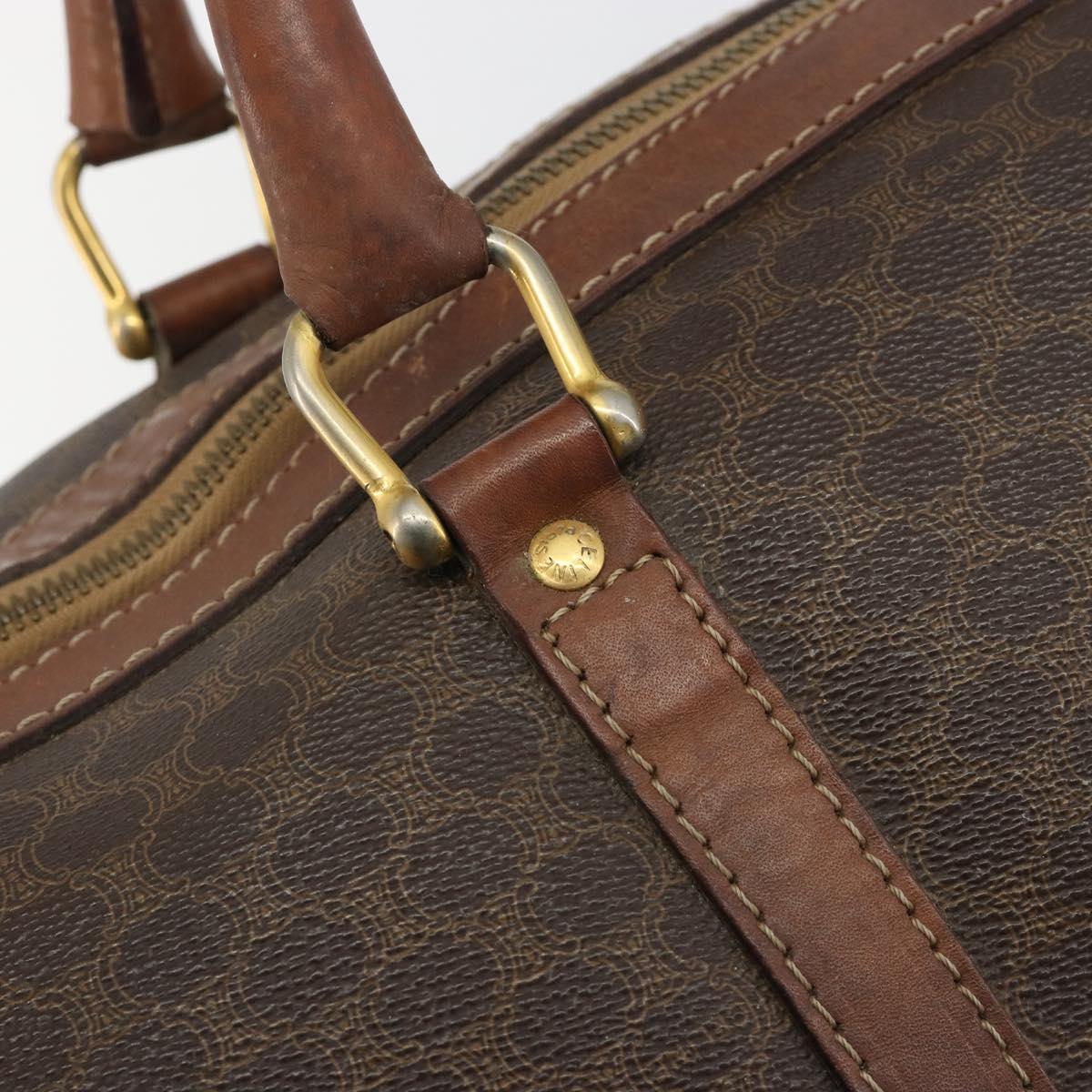 CELINE Macadam Canvas Boston Bag PVC Leather Brown Gold Auth 190906