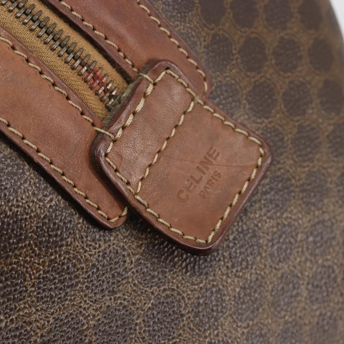 CELINE Macadam Canvas Boston Bag PVC Leather Brown Gold Auth 190906