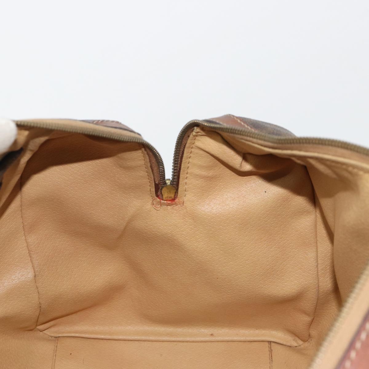 CELINE Macadam Canvas Boston Bag PVC Leather Brown Gold Auth 190906
