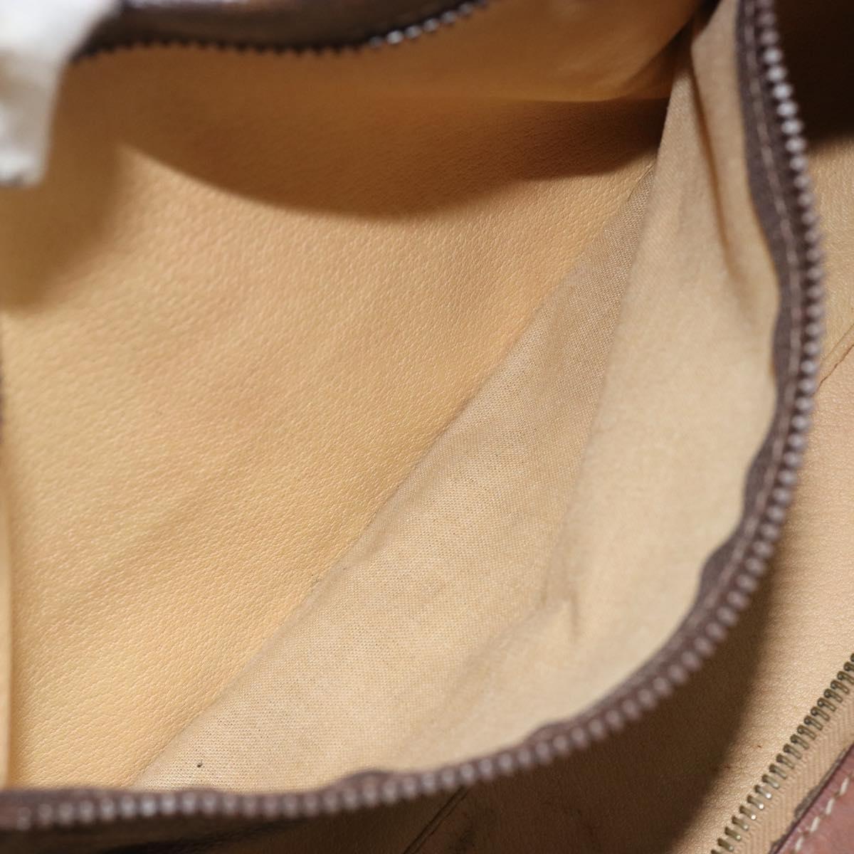 CELINE Macadam Canvas Boston Bag PVC Leather Brown Gold Auth 190906