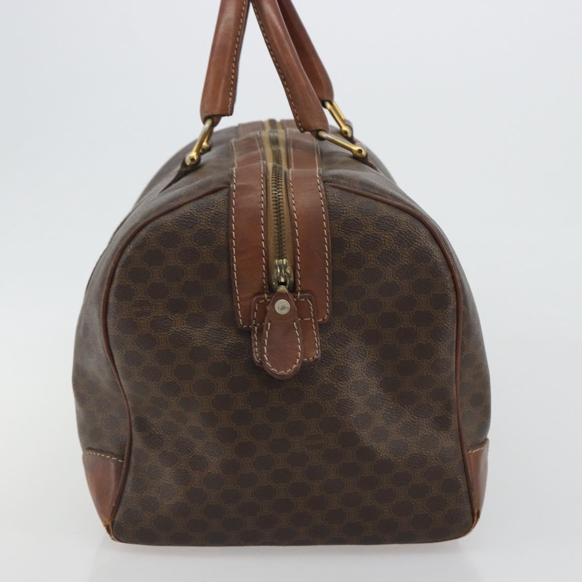 CELINE Macadam Canvas Boston Bag PVC Leather Brown Gold Auth 190906