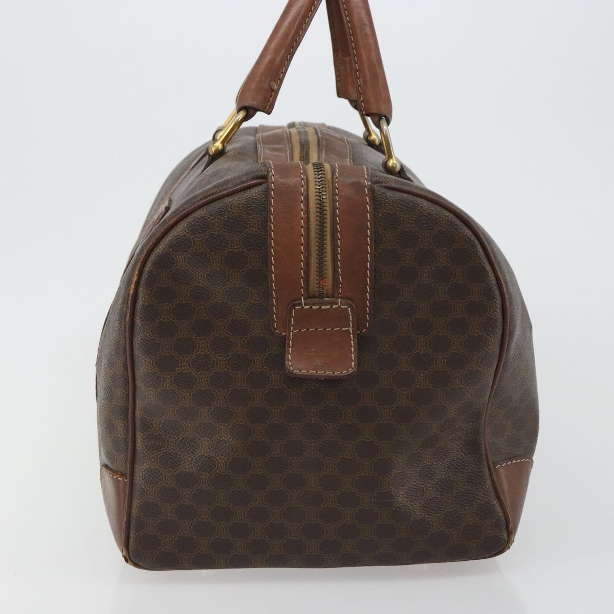 CELINE Macadam Canvas Boston Bag PVC Leather Brown Gold Auth 190906