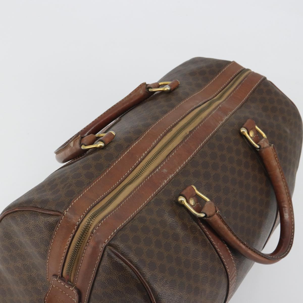 CELINE Macadam Canvas Boston Bag PVC Leather Brown Gold Auth 190906