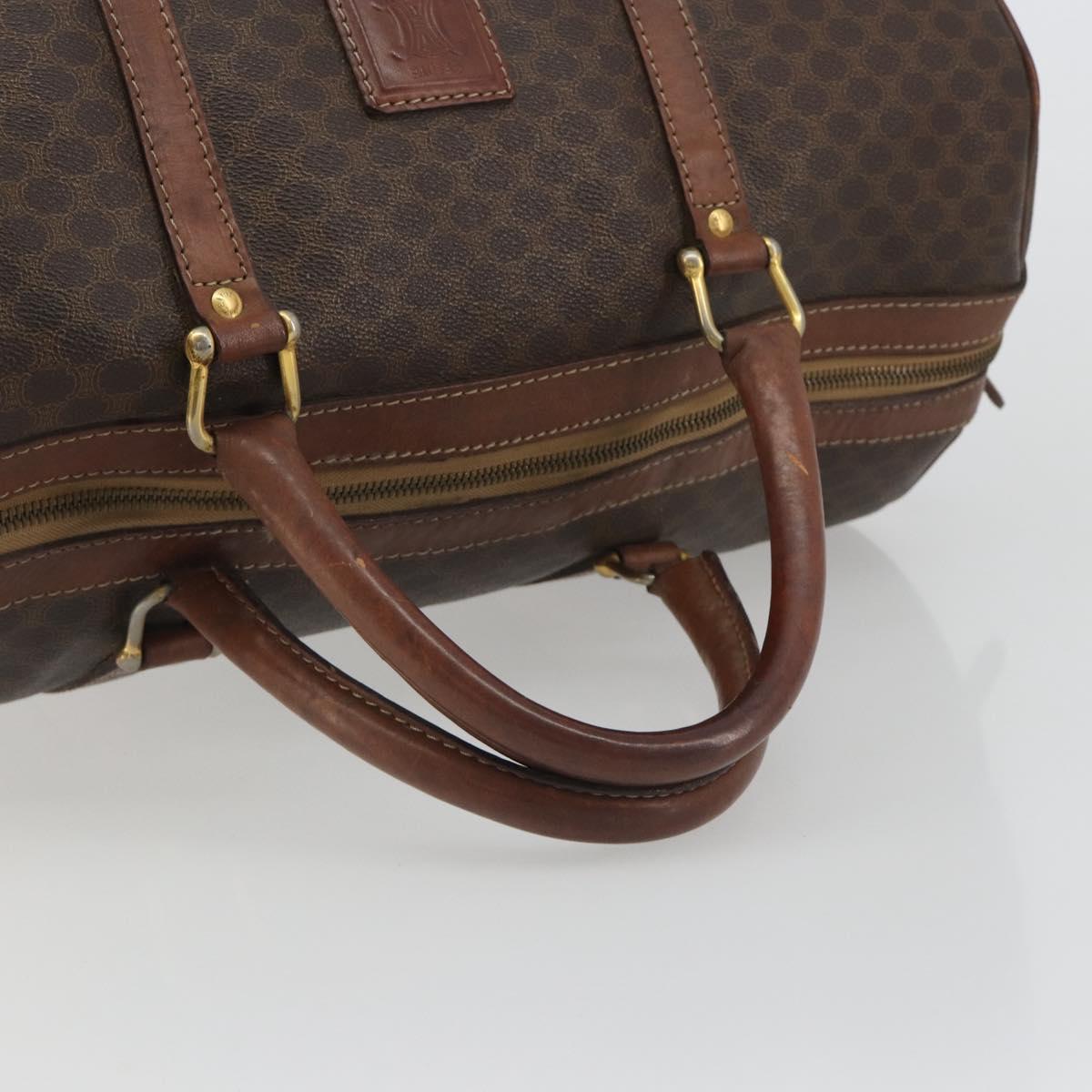 CELINE Macadam Canvas Boston Bag PVC Leather Brown Gold Auth 190906