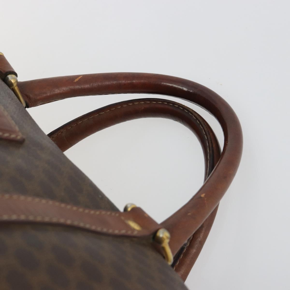 CELINE Macadam Canvas Boston Bag PVC Leather Brown Gold Auth 190906