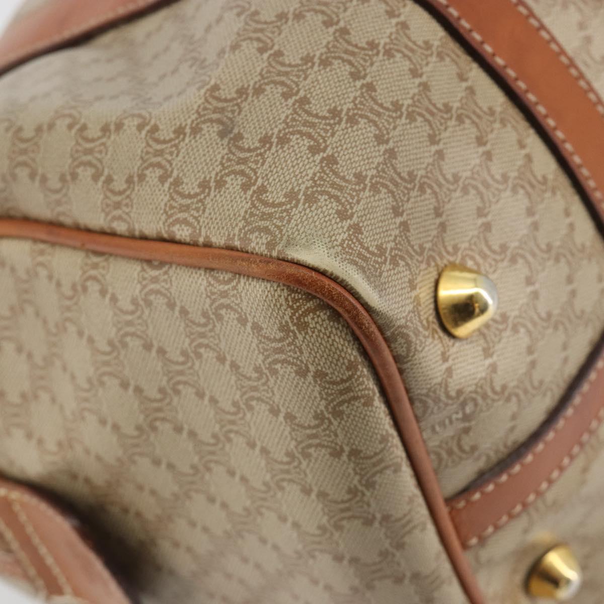 CELINE Macadam Canvas Boston Bag PVC Beige Gold Auth 190908