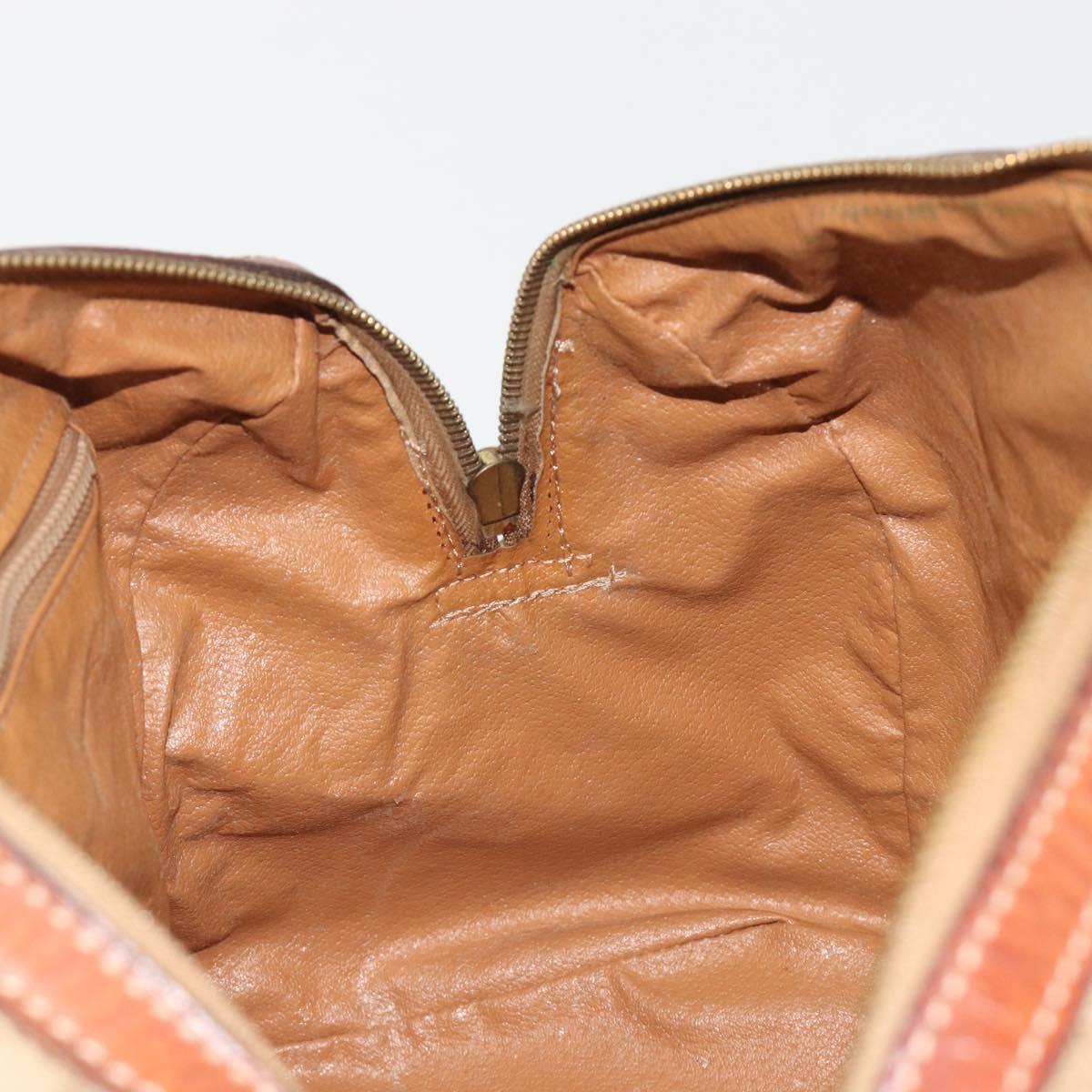 CELINE Macadam Canvas Boston Bag PVC Beige Gold Auth 190908