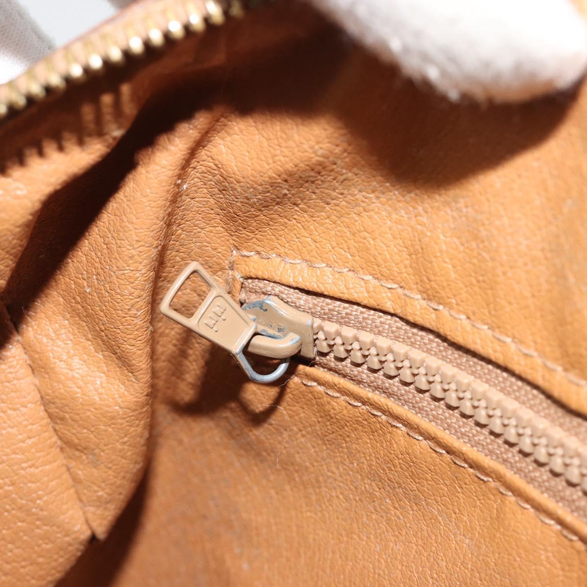 CELINE Macadam Canvas Boston Bag PVC Beige Gold Auth 190908