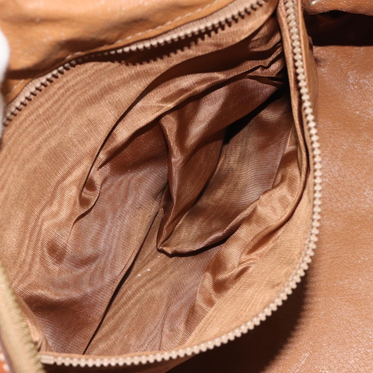 CELINE Macadam Canvas Boston Bag PVC Beige Gold Auth 190908