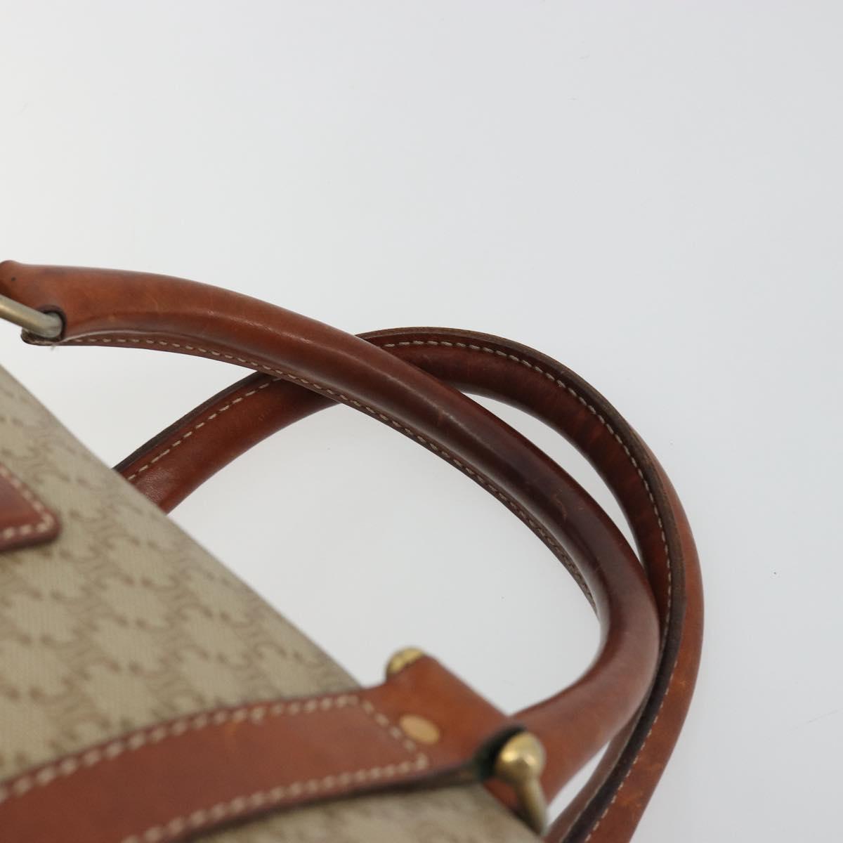 CELINE Macadam Canvas Boston Bag PVC Beige Gold Auth 190908