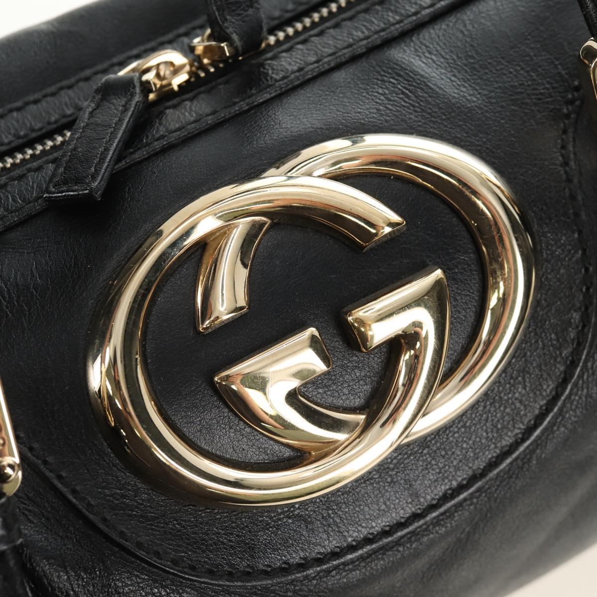 GUCCI Hand Bag Leather Black Gold 170009 Auth 190912SAV