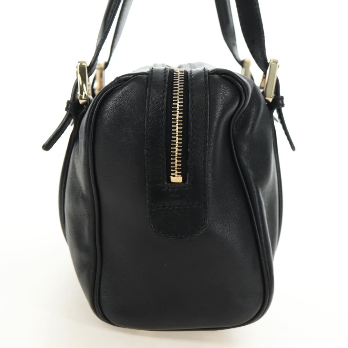 GUCCI Hand Bag Leather Black Gold 170009 Auth 190912SAV