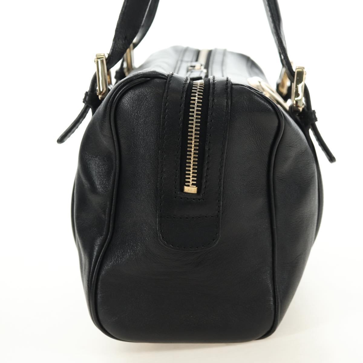 GUCCI Hand Bag Leather Black Gold 170009 Auth 190912SAV