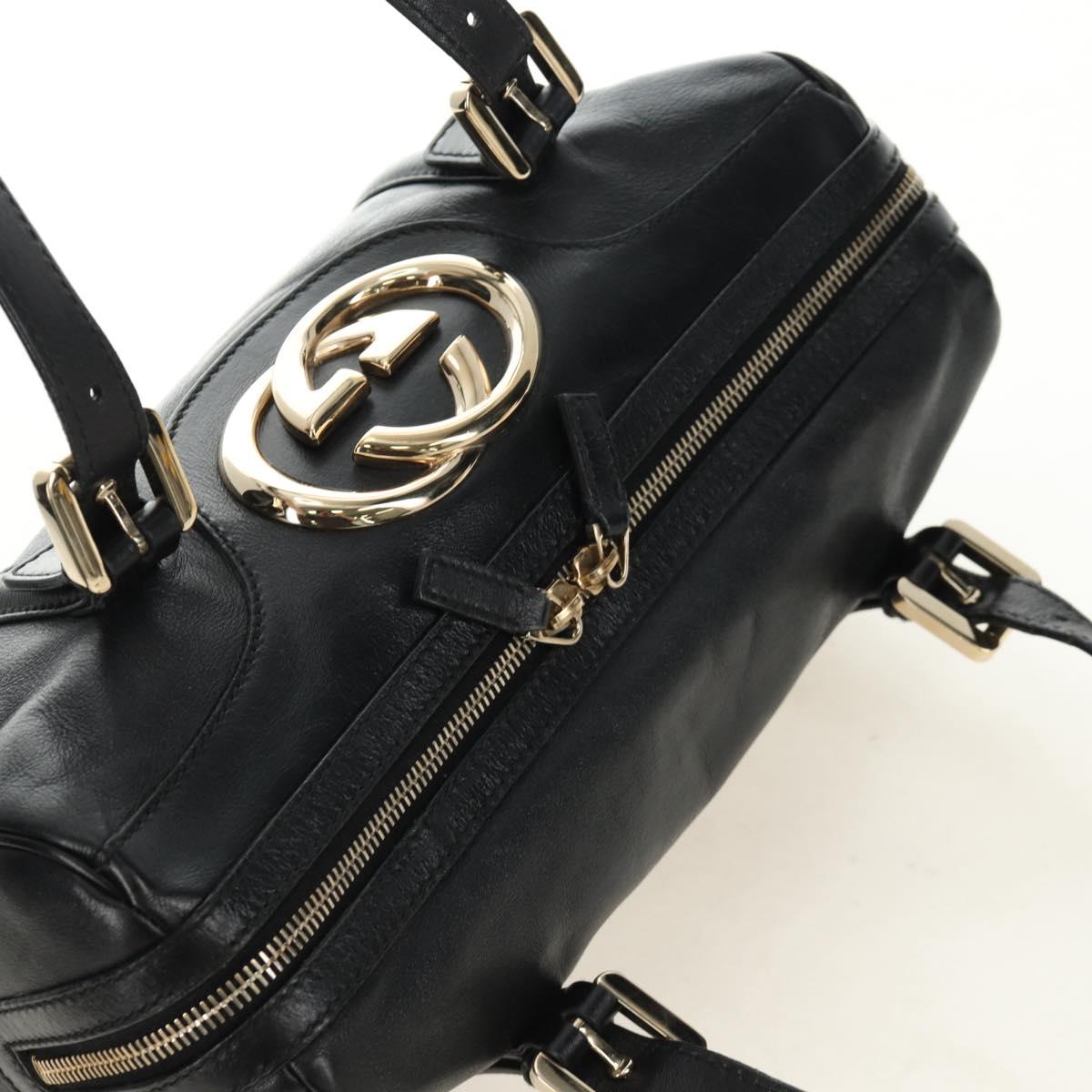 GUCCI Hand Bag Leather Black Gold 170009 Auth 190912SAV