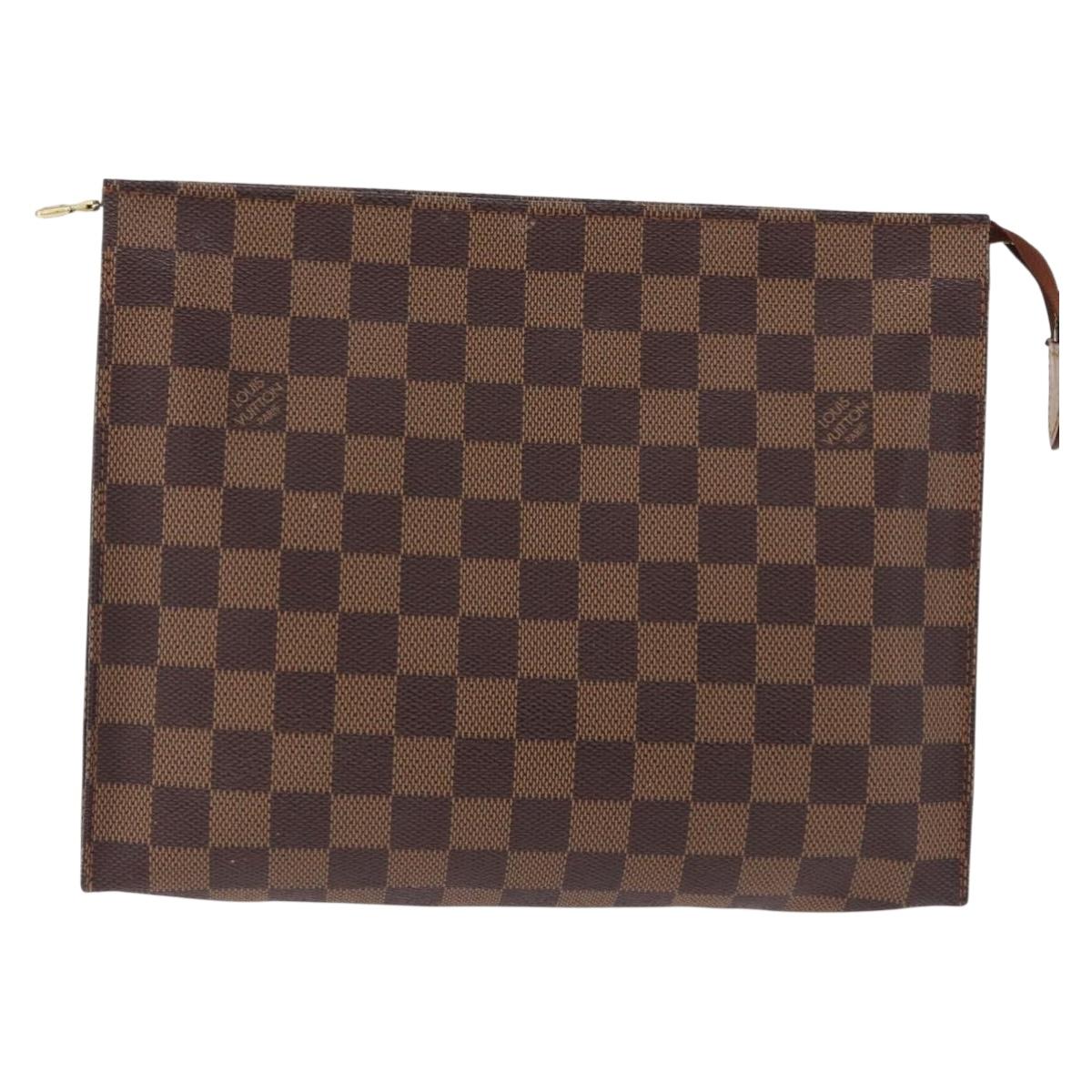 LOUIS VUITTON Damier Ebene Poche Toilette 26 Pouch N47543 LV Auth 190914