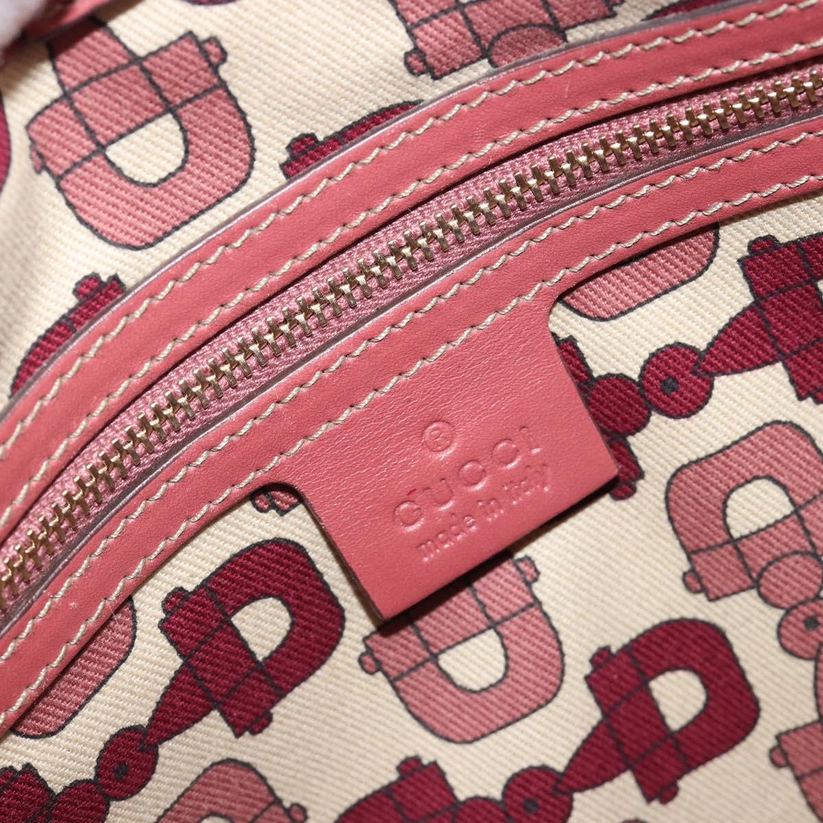 GUCCI GG Canvas Guccissima Horsebit Bag Leather Pink Gold 145781 Auth 190915