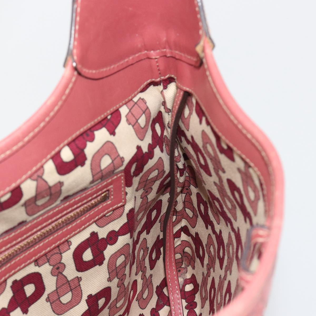 GUCCI GG Canvas Guccissima Horsebit Bag Leather Pink Gold 145781 Auth 190915