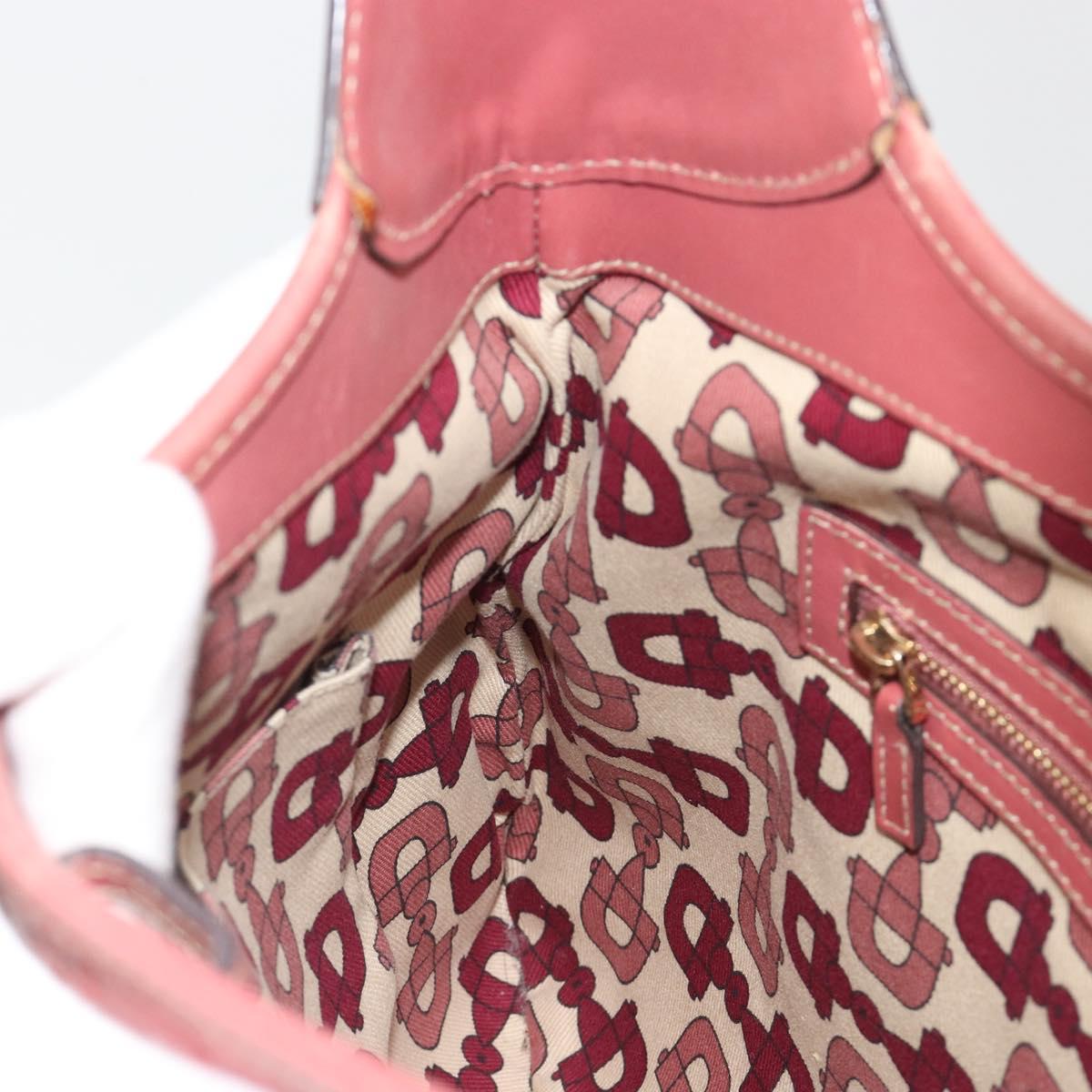 GUCCI GG Canvas Guccissima Horsebit Bag Leather Pink Gold 145781 Auth 190915
