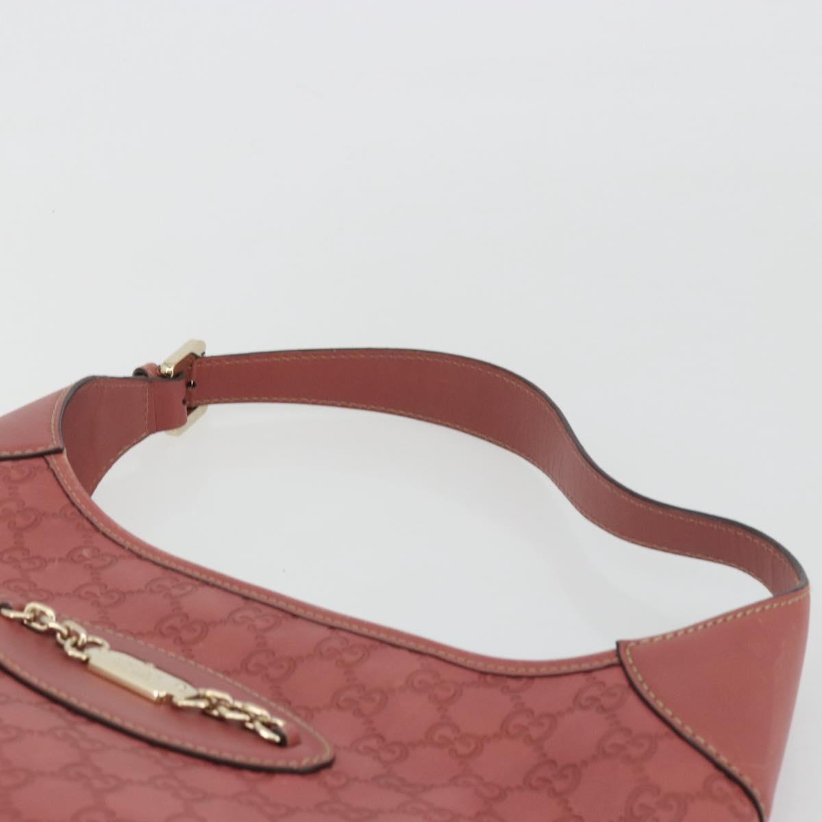 GUCCI GG Canvas Guccissima Horsebit Bag Leather Pink Gold 145781 Auth 190915