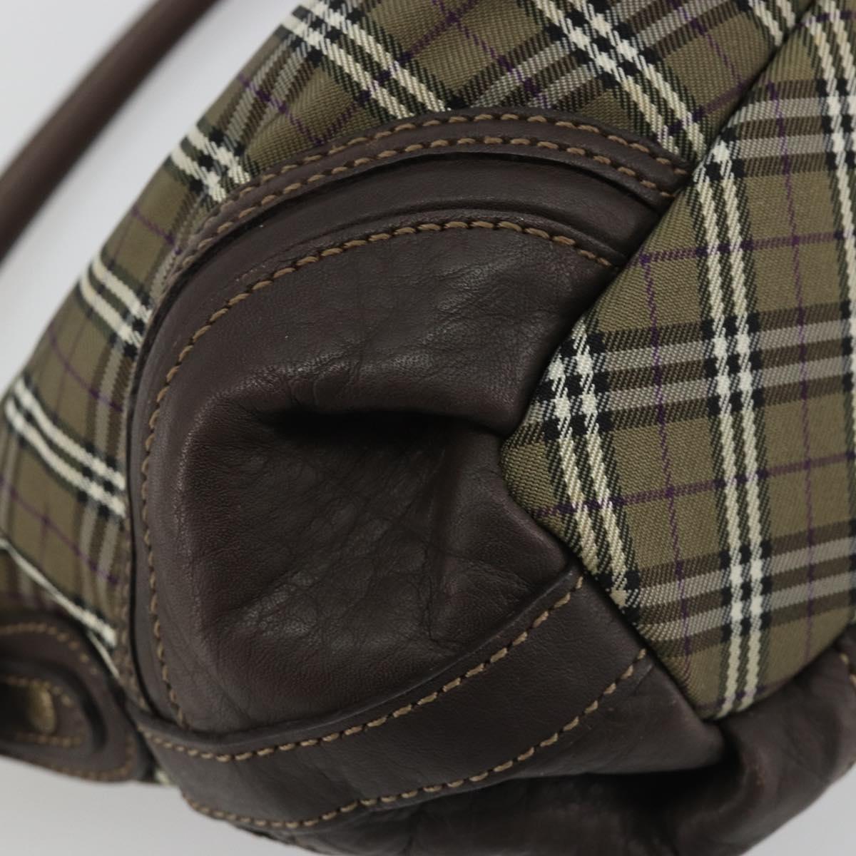 BURBERRY Nova Check Blue Label Hand Bag Canvas Green Gold Auth 190918A