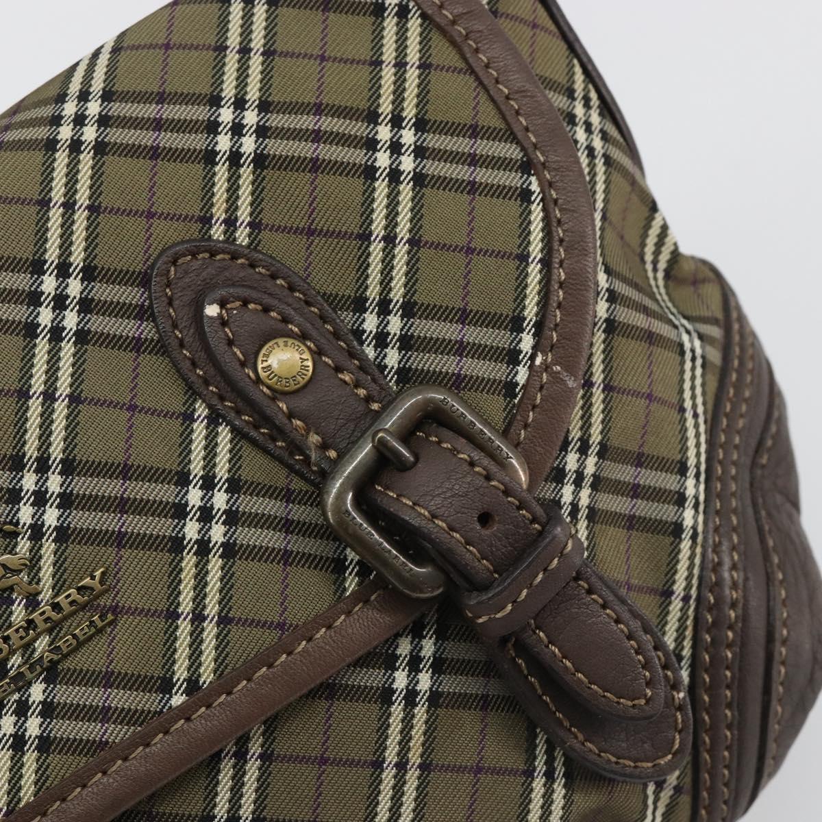 BURBERRY Nova Check Blue Label Hand Bag Canvas Green Gold Auth 190918A