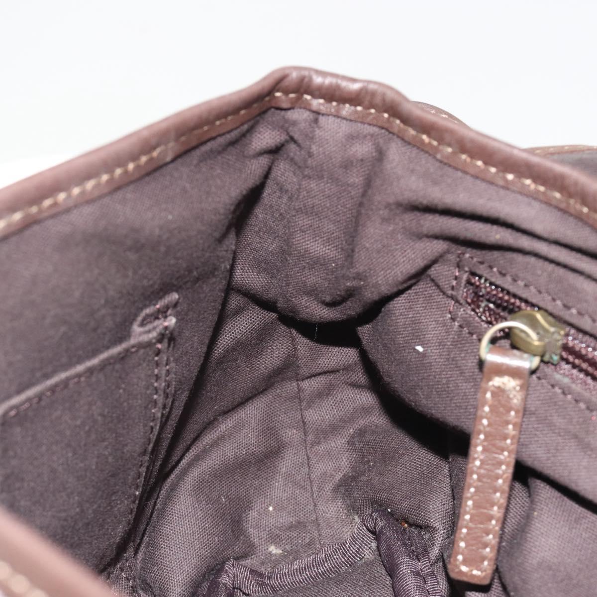 BURBERRY Nova Check Blue Label Hand Bag Canvas Green Gold Auth 190918A