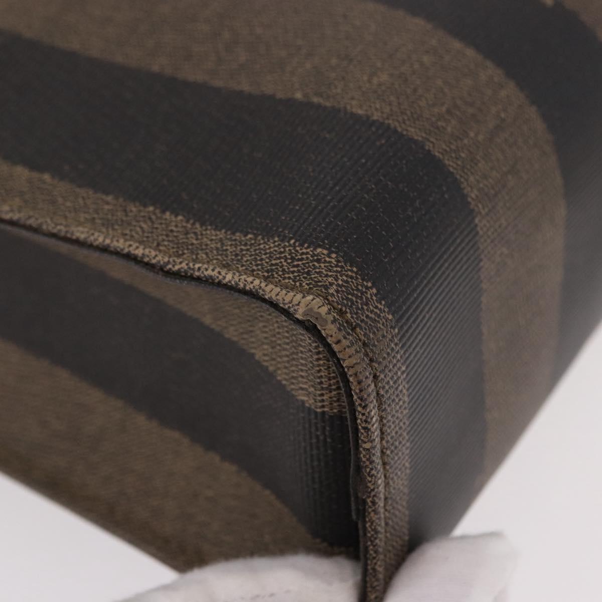 FENDI Pecan Canvas Hand Bag PVC Brown Black Auth 190920