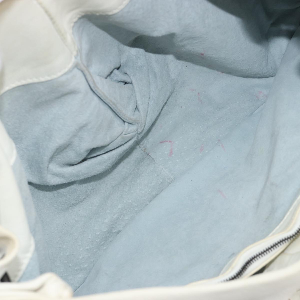 BOTTEGA VENETA INTRECCIATO Shoulder Bag Leather White Gold Auth 190921