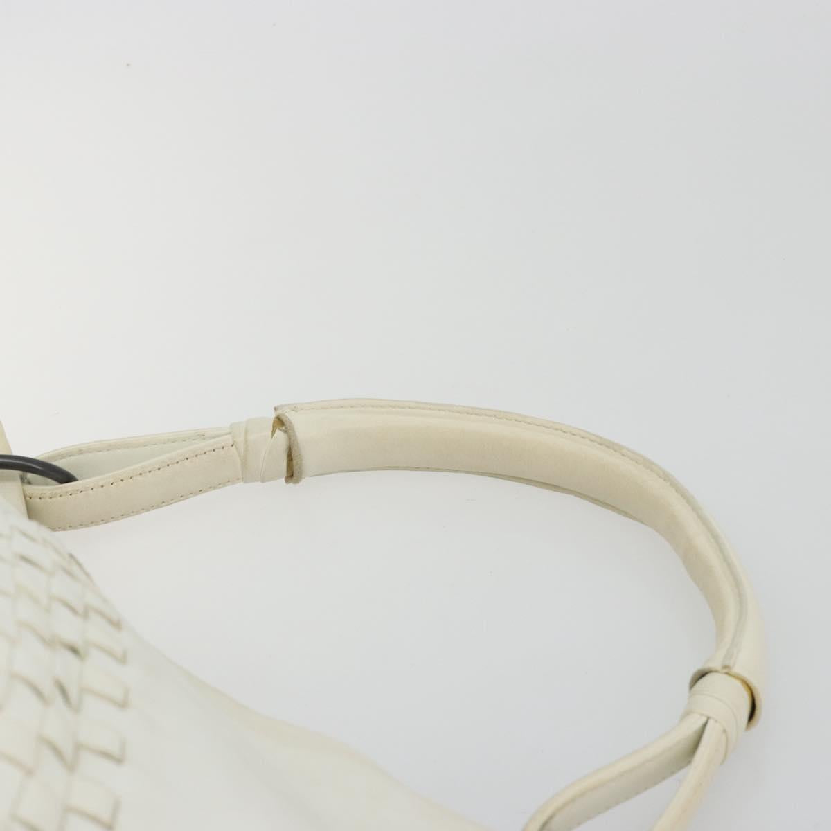 BOTTEGA VENETA INTRECCIATO Shoulder Bag Leather White Gold Auth 190921