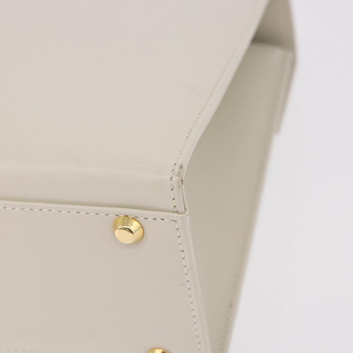 SAINT LAURENT Hand Bag Leather White Gold Auth 190922