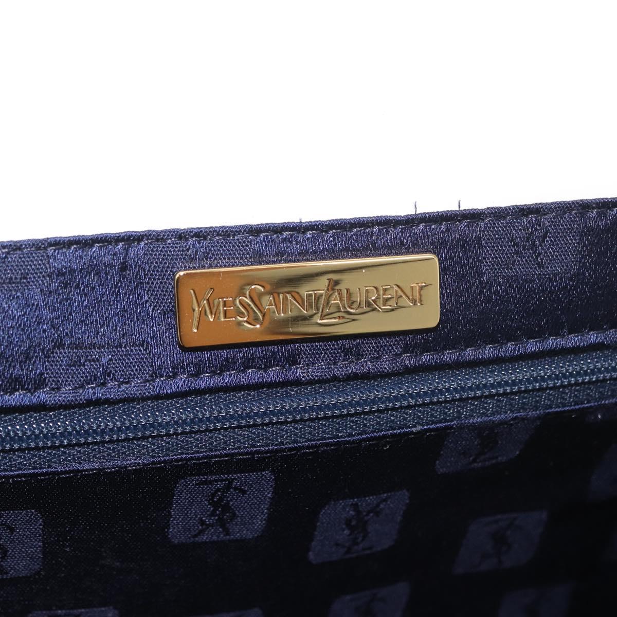 SAINT LAURENT Hand Bag Leather White Gold Auth 190922