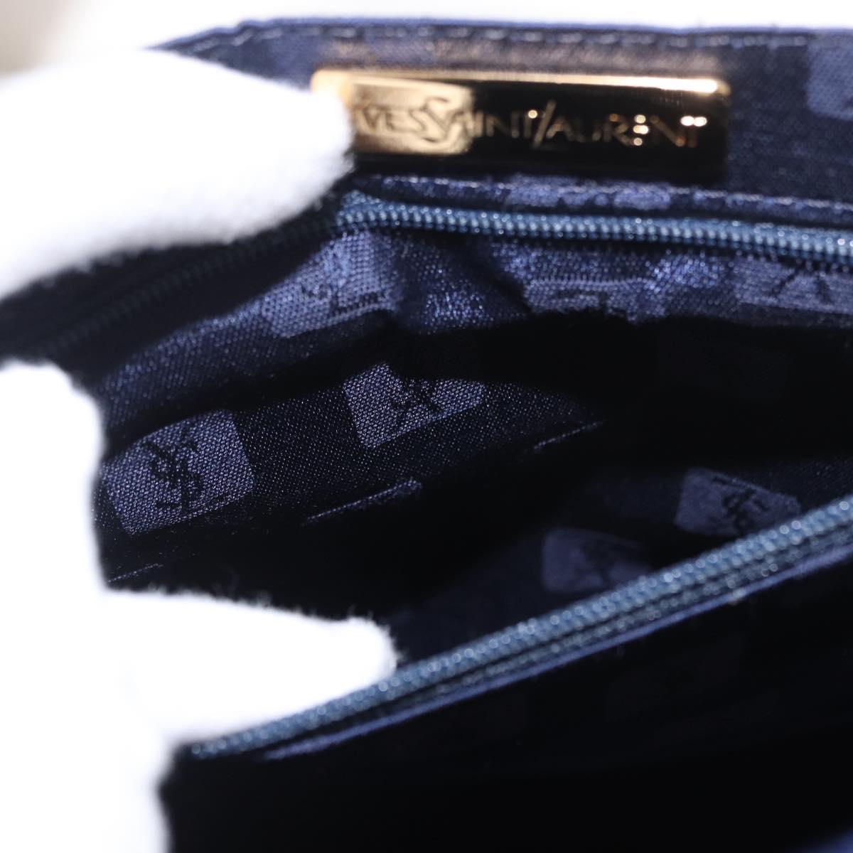 SAINT LAURENT Hand Bag Leather White Gold Auth 190922