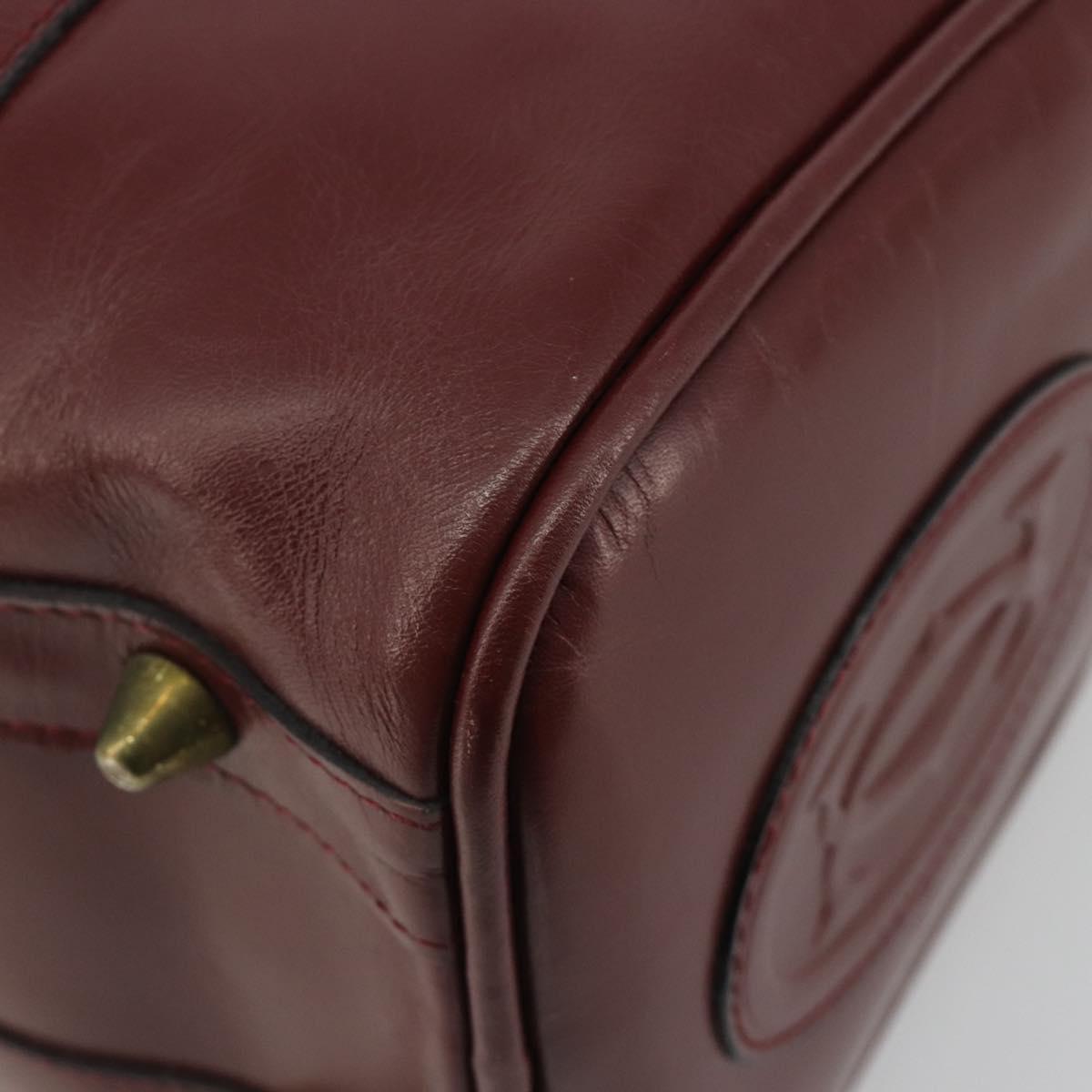 CARTIER Must Line Boston Bag Leather Bordeaux Gold Auth 190924