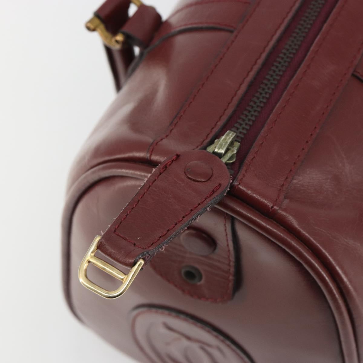 CARTIER Must Line Boston Bag Leather Bordeaux Gold Auth 190924