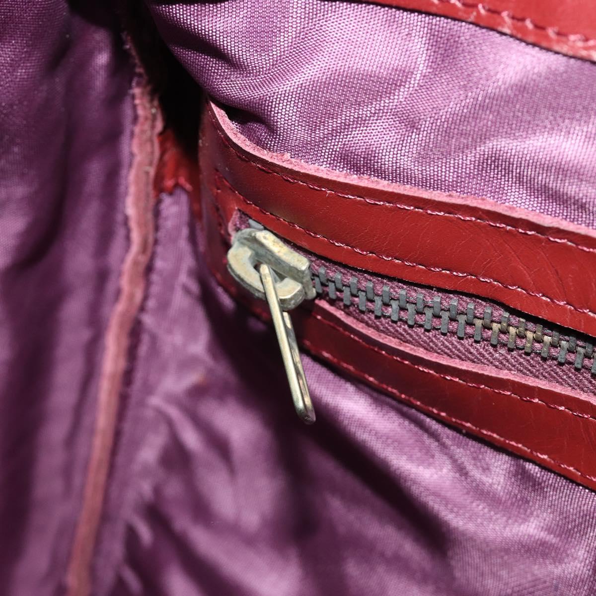 CARTIER Must Line Boston Bag Leather Bordeaux Gold Auth 190924