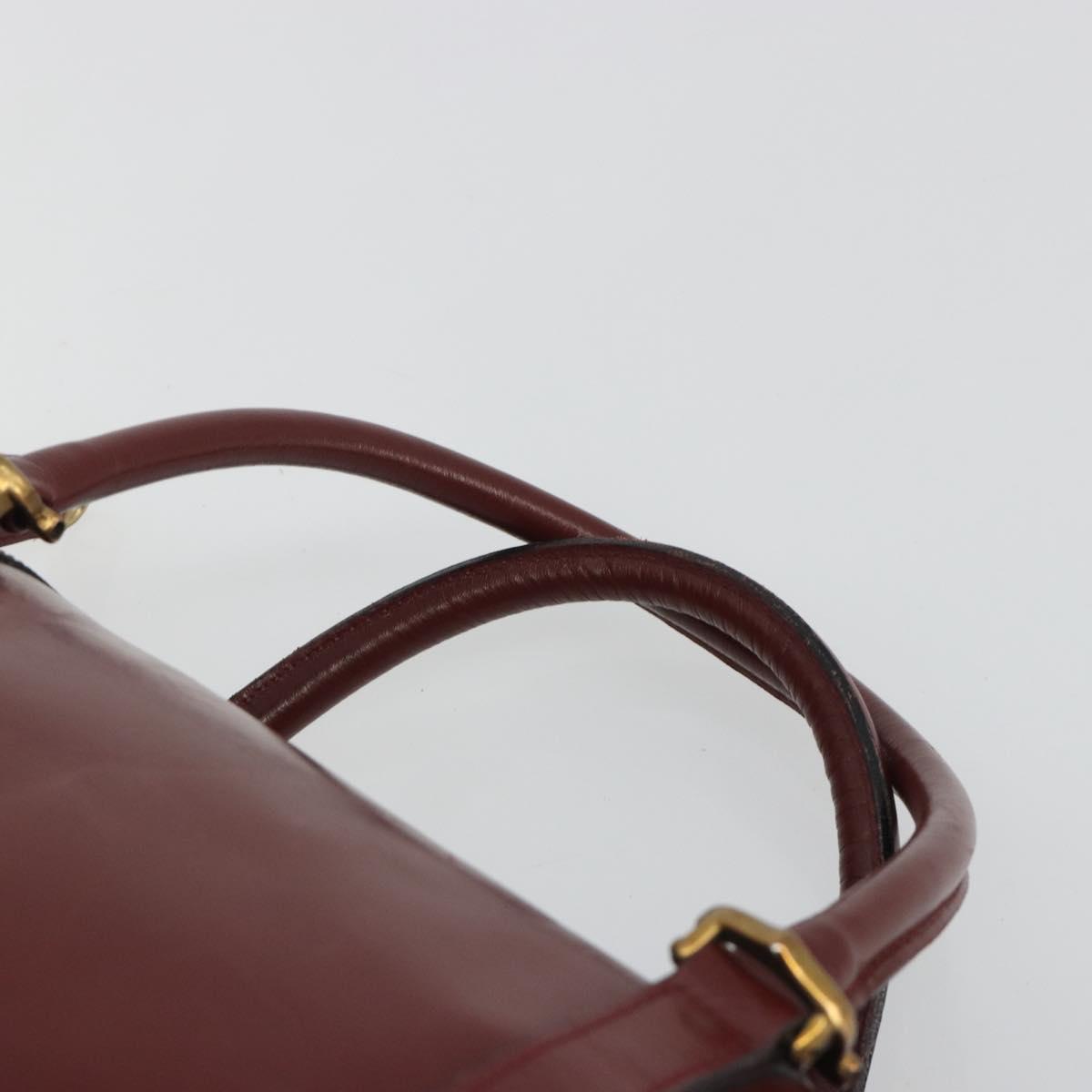 CARTIER Must Line Boston Bag Leather Bordeaux Gold Auth 190924
