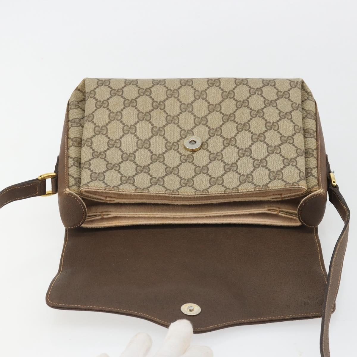 GUCCI GG Supreme Web Sherry Line Bag PVC Beige Gold 904 02 084 Auth 190926